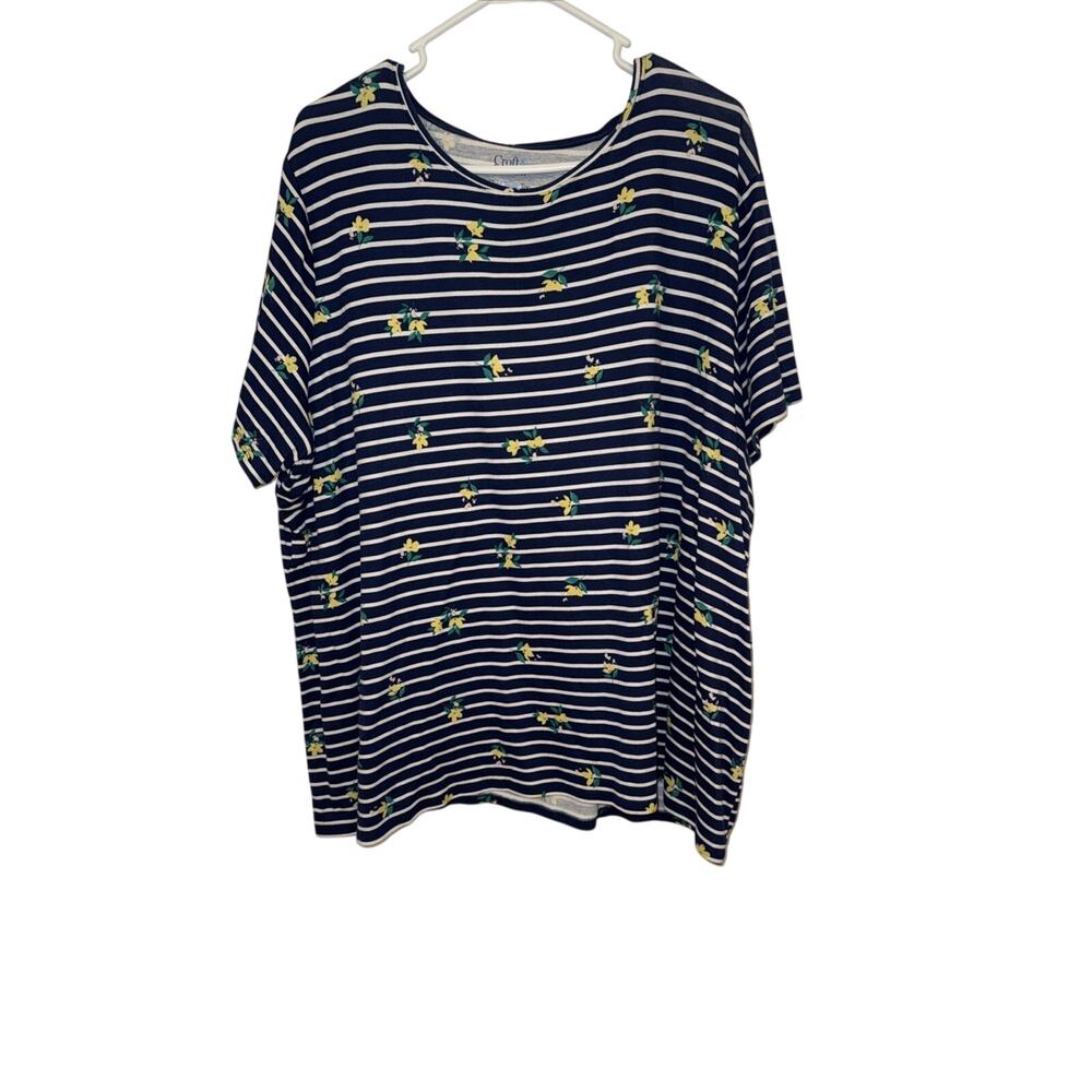 Croft & Barrow women's navy blue and white striped short-sleeve t-shirt 3X